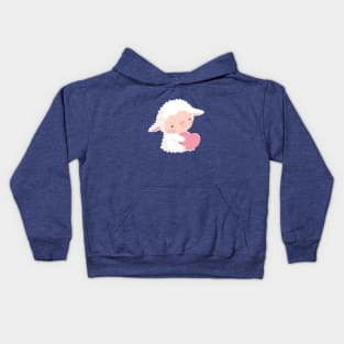 Cute Little Lamb Hugging Heart Kids Hoodie